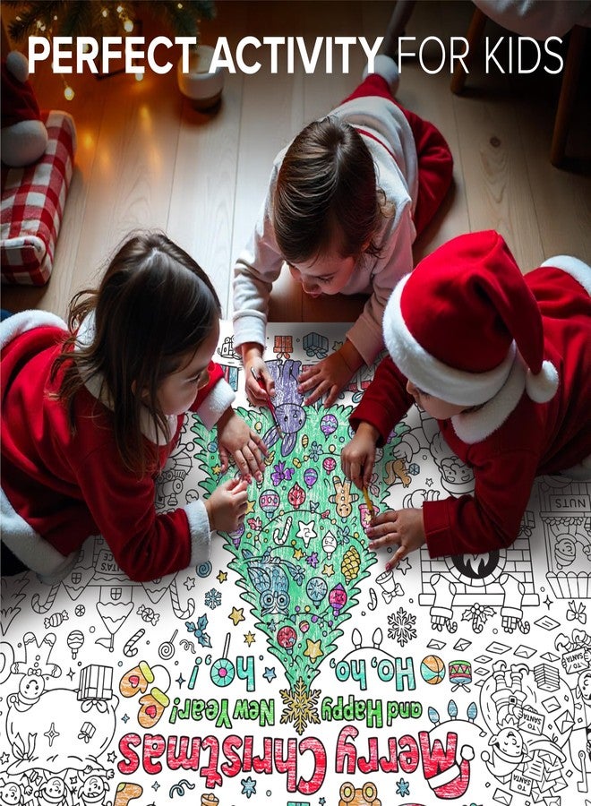 إكس-بروتيكتور ملصق تلوين عملاق لعيد الميلاد من إكس-بروتكتور 75 × 30 بوصة - مفرش طاولة تلوين ورقي كبير للأطفال - ورقة رسم طاولة جامبو هدية - أنشطة عيد الميلاد الممتعة للأطفال وزينة الحفلات! - Image 4